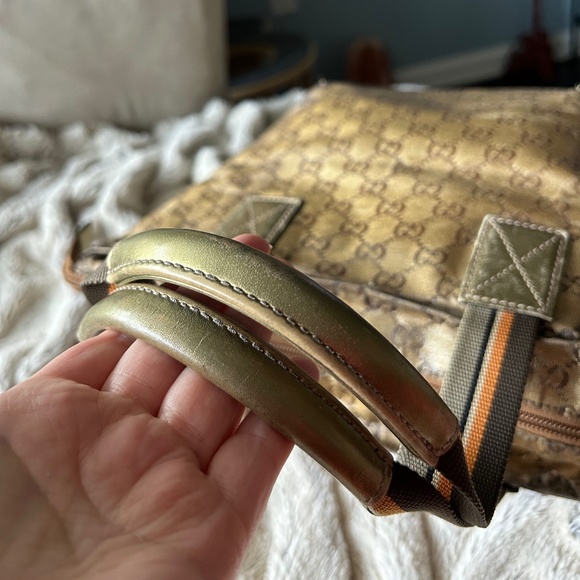 Vintage GUCCI GG Crystal Shoulder Tote PVC Leather Gold - Picture 9 of 9